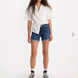 Levi’s Mid-length Dark Wash Denim Shorts